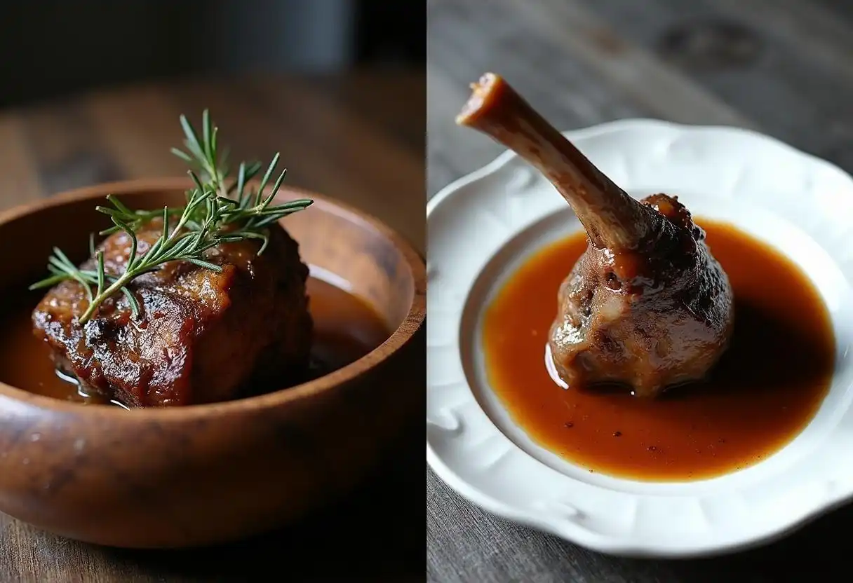 Cooked lamb shoulder and shank comparison