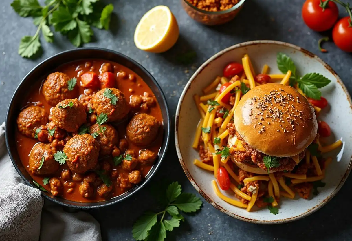 A selection of cooked turkey and chicken mince dishes.