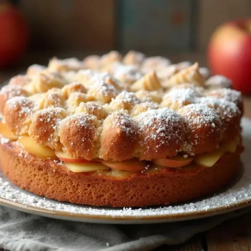 Apple crumble cake ready to serve