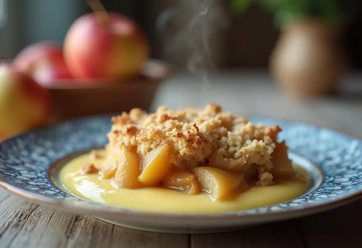 Crumble baking in an oven