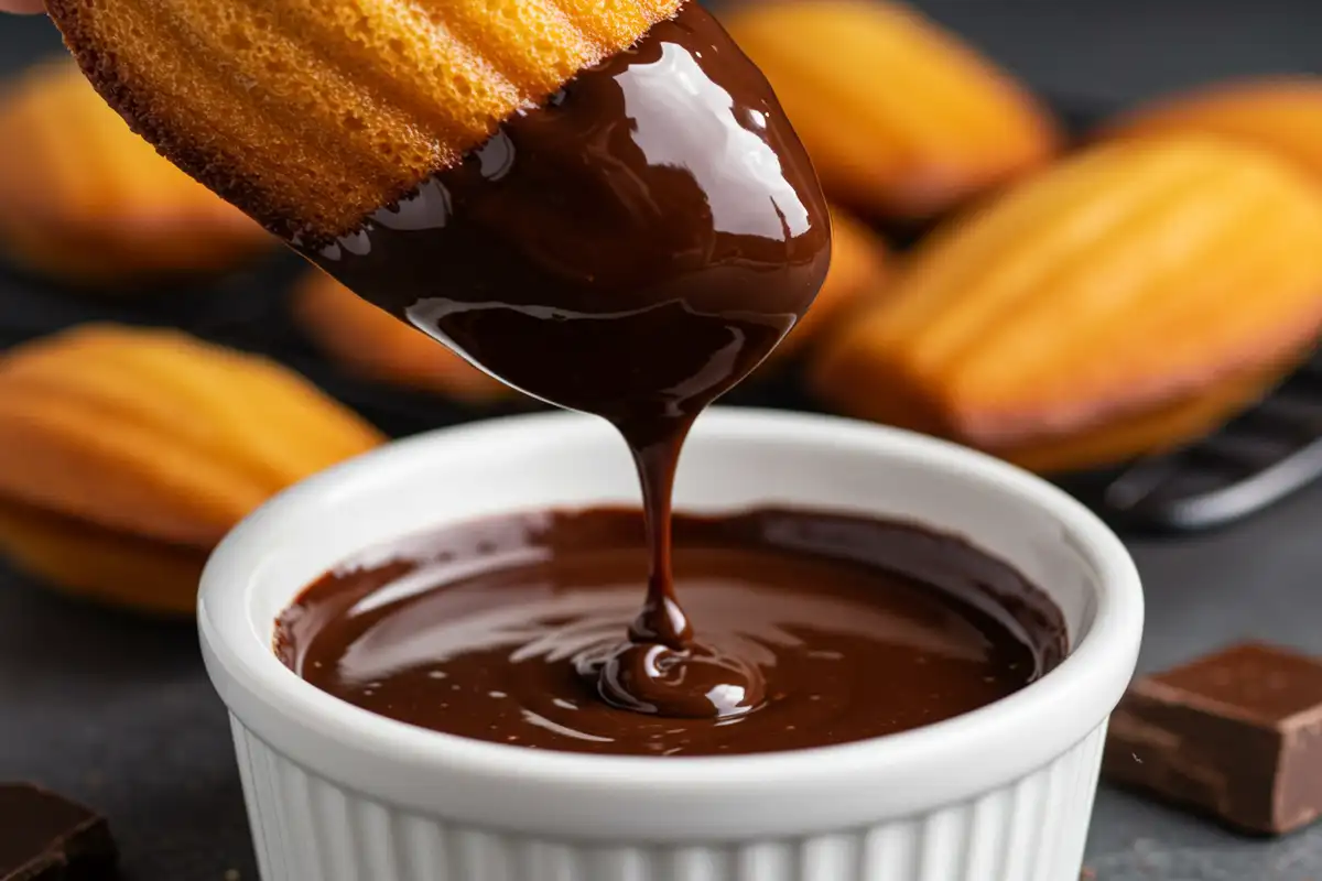 Madeleines being dipped into sauce, How do you eat Madeleine cookies?