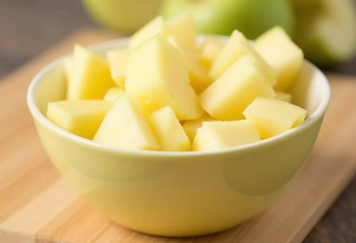 Bowl of chopped apples