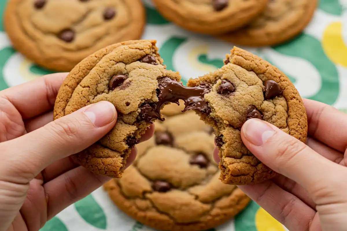 Slice of homemade Subway footlong cookie with a soda can, capturing the warmth and comfort of homemade cooking.