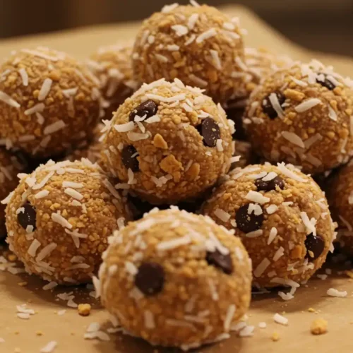 A pile of "Moose Farts recipe" candy on parchment paper.