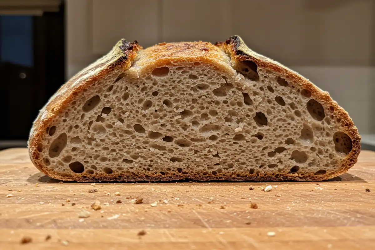 The inside and texture of the slice.